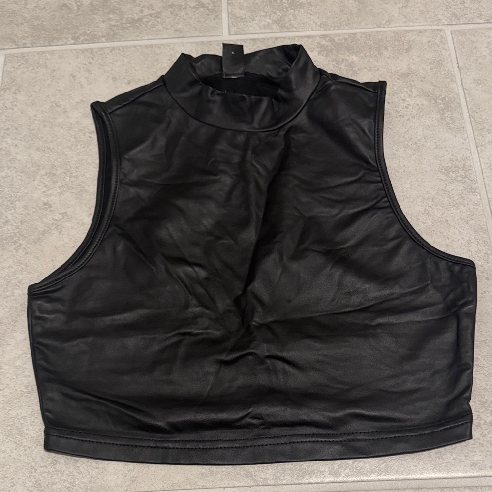 SHEIN Black Satin Crop Top